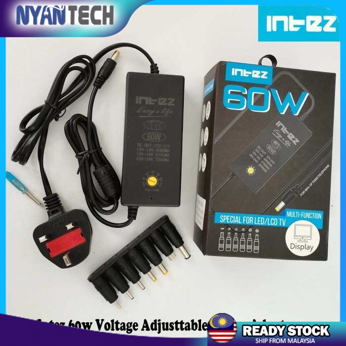 Intez Universal Power Adapter 30w-60w Voltage Adjustable Multi Ac To Dc ...