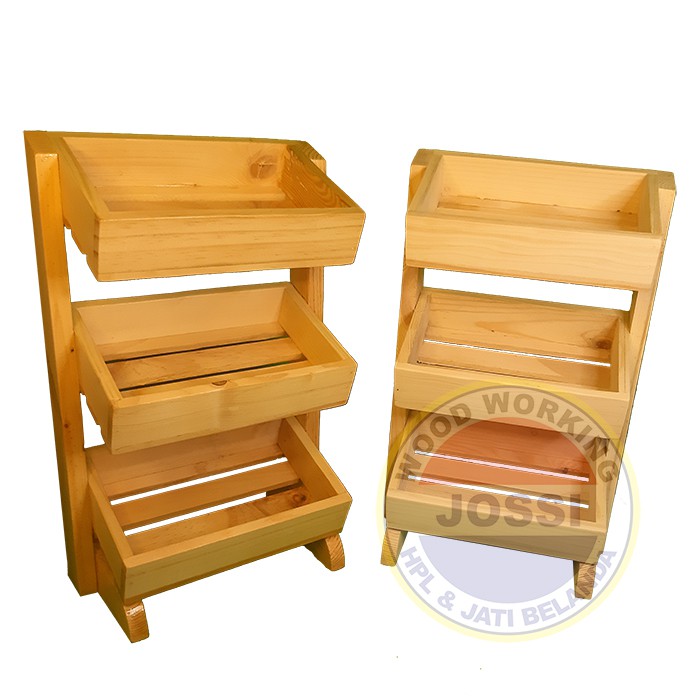 Three-Tier Wooden Onion Rack Minimalist Kitchen Spice Rack/ Three-Tier ...
