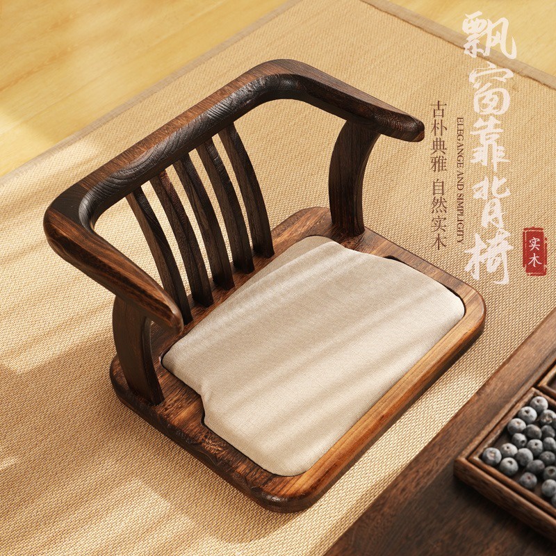 Japanese-Style Solid Wood Small Chair Tatami Seat Lazy Bone Chair ...