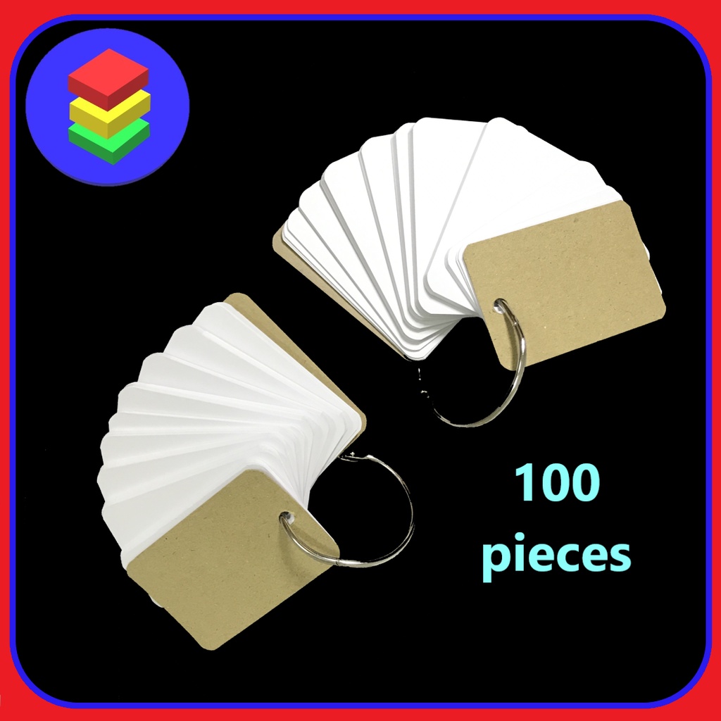 Portable 100 blank white cards Memos DIY Flash cards Short Notes ...