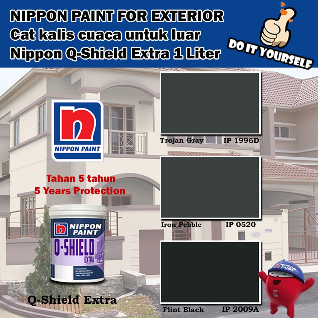 Nippon Paint Q-Shield Extra Exterior Collection 1 Liter Trojan Gray ...