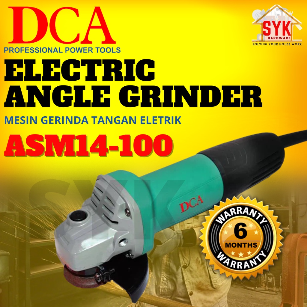 SYK DCA ASM14-100 4 Inch (100mm) Electric Angle Grinder Wood Metal ...