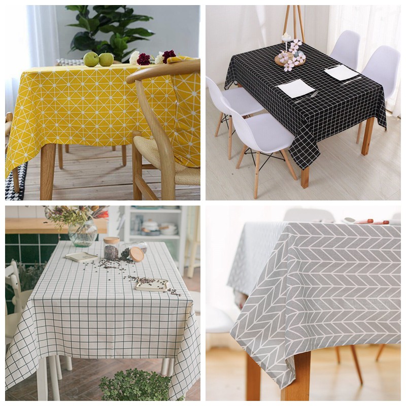 Cheap table cover cotton and linen fabric high quality tablecloth plaid