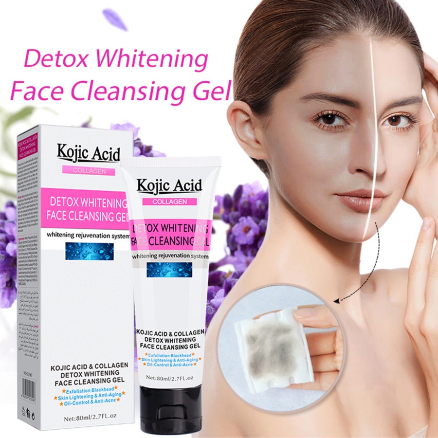 LLKQQ Kojic Acid Detox Whitening Face Cleansing Peeling Gel Facial Wash