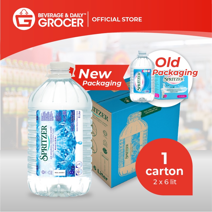 Spritzer Distilled Drinking Water 2 x 6L (2 Bottles) 1 Carton | Shopee ...