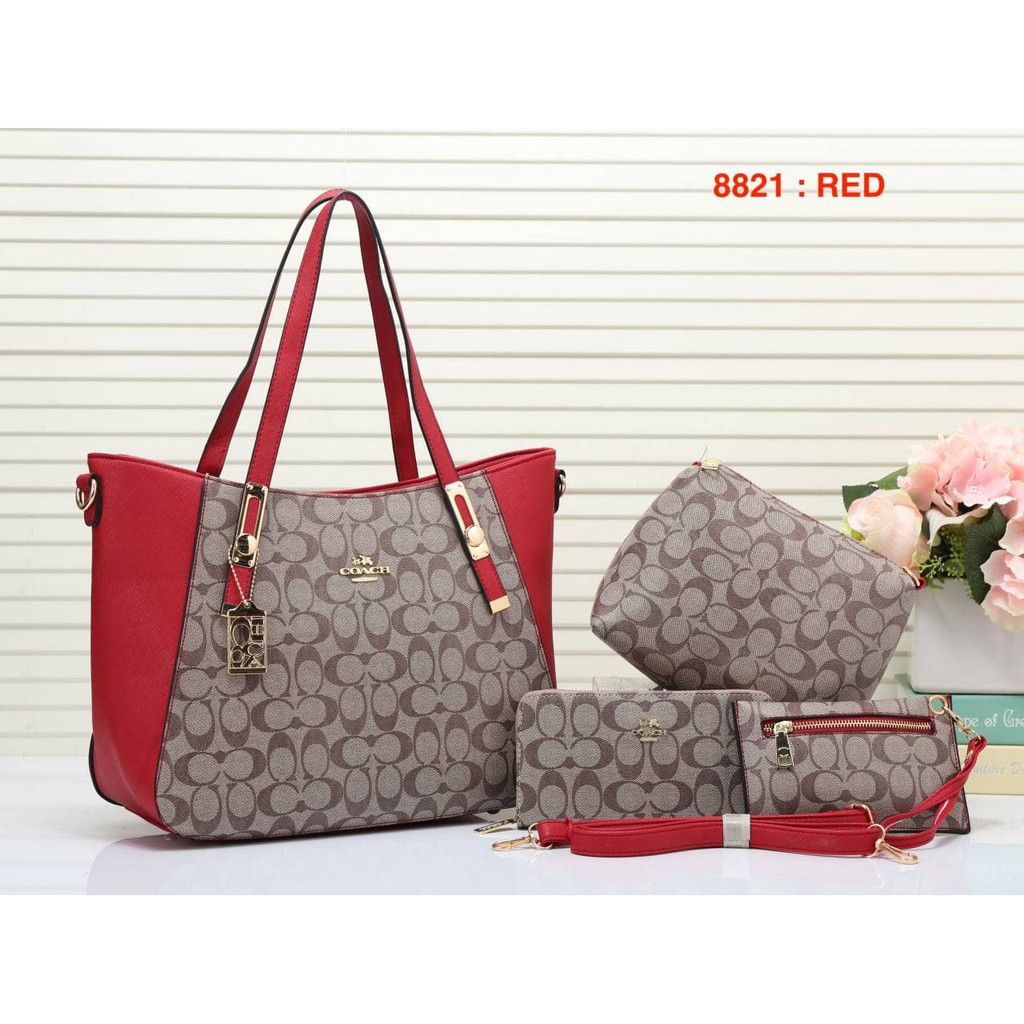 NEW ARRIVAL HANDBAG SET COACH SLING BAG 8821 SET 4 IN 1