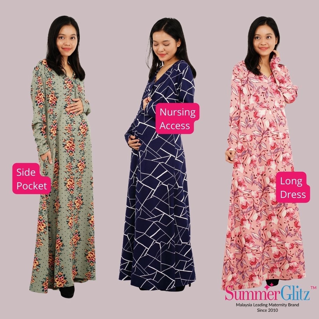 SummerGlitz Maternity & Nursing Maxi Long Dress