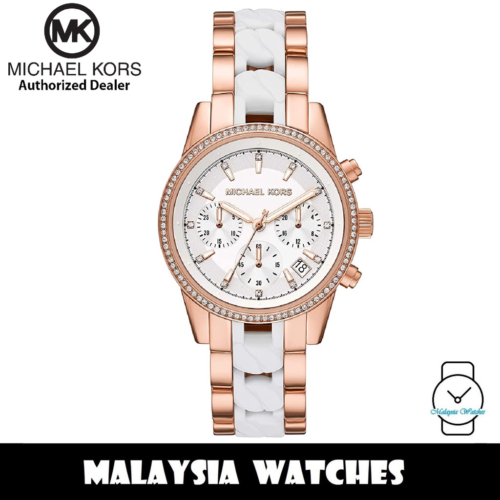 Michael kors watch rose gold and white hot sale