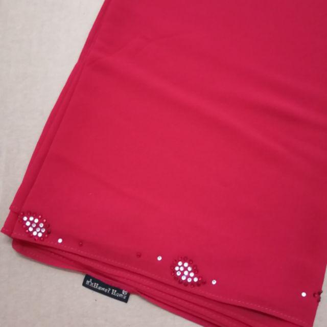 Ironless Instant Shawl Manik🔥🔥Premium Rhinestone chiffon soft lembut 🇲🇾