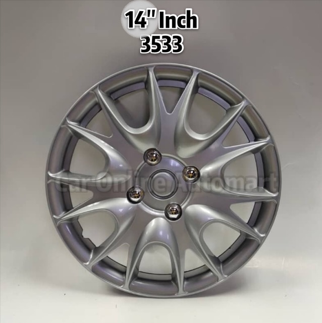 14 Inch Snap On Silver Hubcap Wheel Cover Rim Covers 4pc, 14 Inches #533