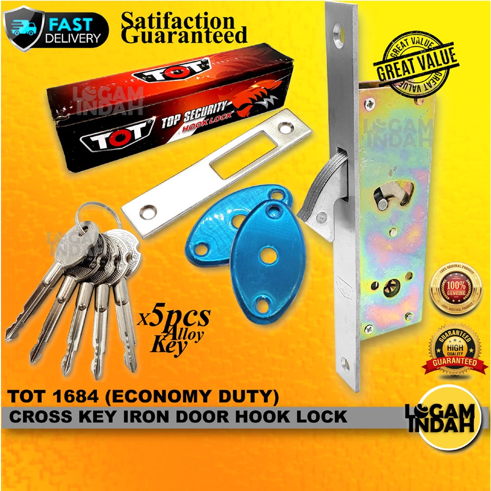 1684 [ECONOMY DUTY] / [HEAVY DUTY] IRON DOOR HOOK LOCK / GRILL DOOR LOCK {TOT} , {ST GUCHI