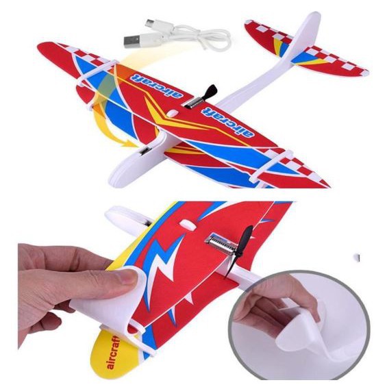 【Click Me】Hand Throw LED Plane Foam Flying Aeroplane Lights Aircraft ...