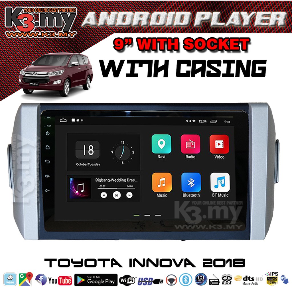 Toyota Innova 2018 9'' 1+16G Wifi GPS Touch Screen Android Player With ...