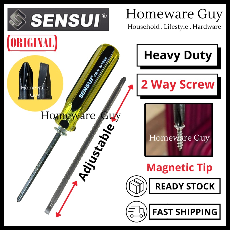 (SENSUI Premium) Screwdriver Heavy Duty Magnetic 2 Way Screwdriver ...