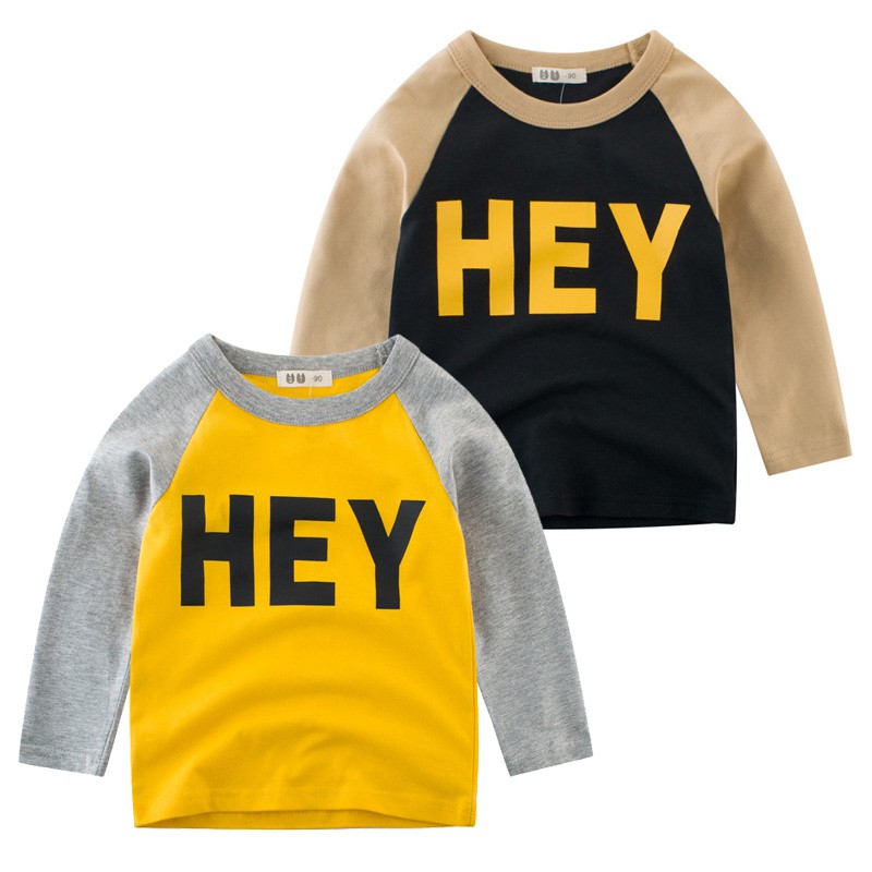 Hey Print Kids Raglan Long Sleeved Boys Letter T-shirt Children Girl ...