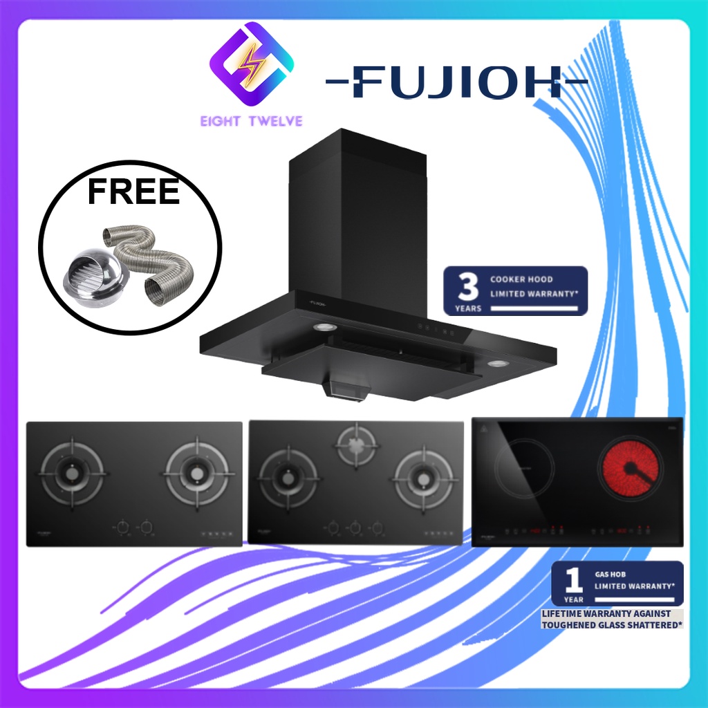 Fujioh Built In Chimney Cooker Hood With Glass Panel & Hob Variant