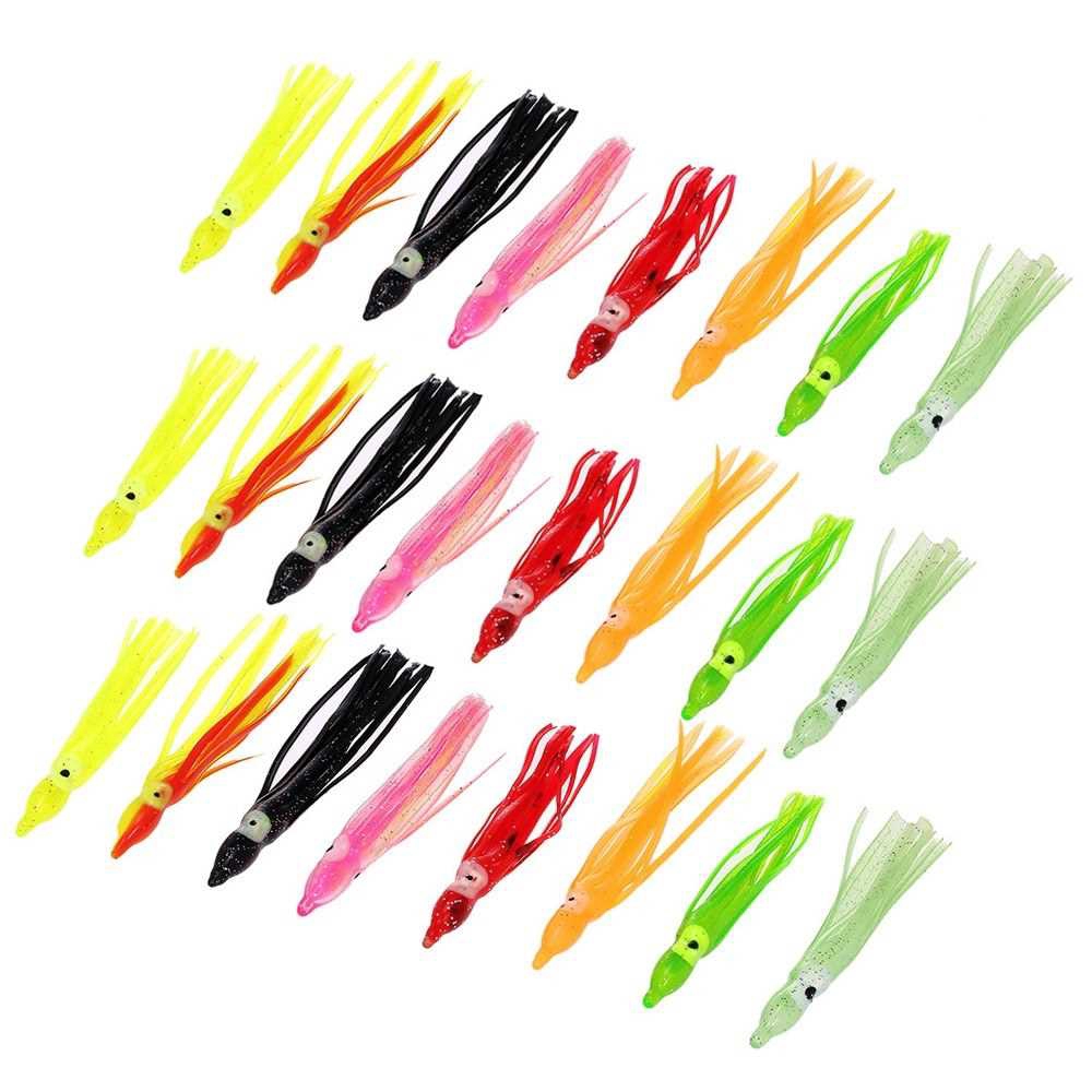 Lixada 24PCS 9cm/2g Soft Plastic Octopus Lures Squid Skirt Lures