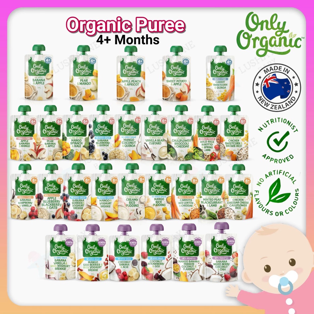 Only Organic Fruit Vegetable Baby Puree Food 4 Months 6 Months 120g