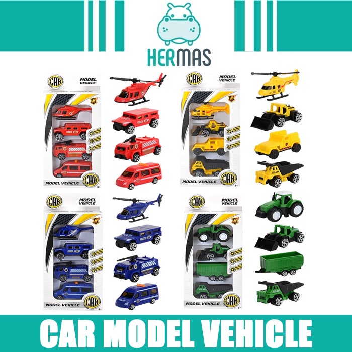 plastic car model children hand sliding mini construction car 4pc per ...