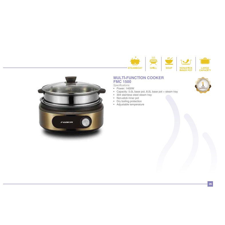 FABER Multi-Function Cooker FMC 1500 WOWSHOP | Shopee Malaysia