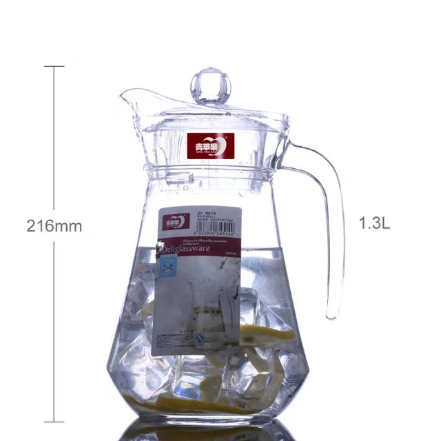 Buymore 1.3liter jug air kaca/glass water jug/water jars with cover