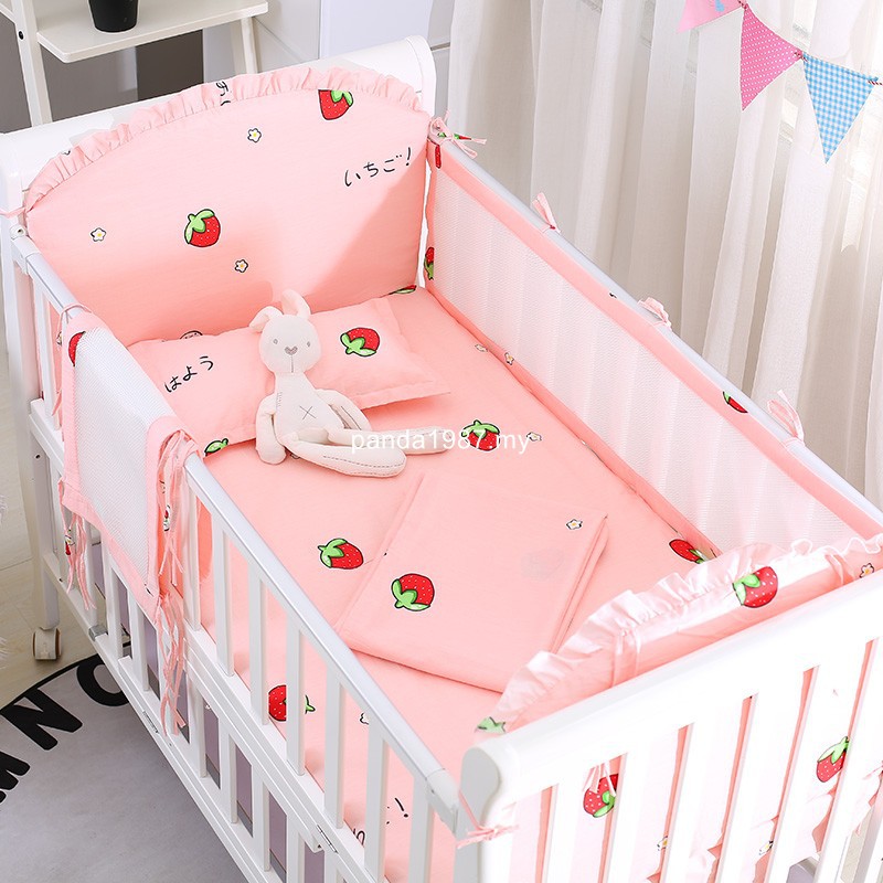 7PCS Baby Crib Bumpers Rail Protector Infant Newborn Cot Bedding Set