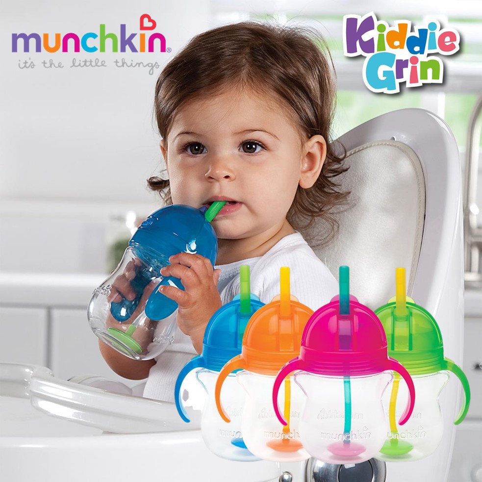Munchkin Click Lock Weighted Straw Trainer Cup - 7oz (Orange/ Blue ...