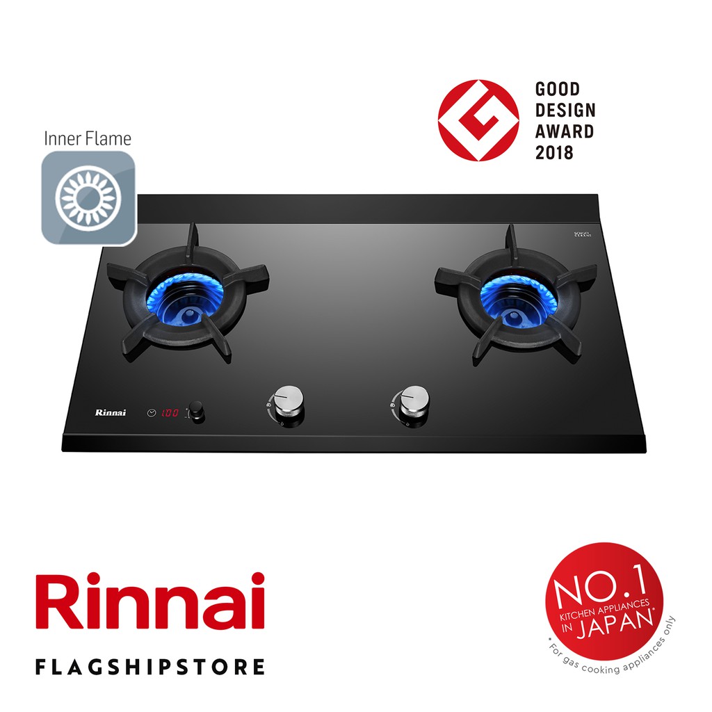 Rinnai Inner 2-Burner Built-in Gas Hob - Black (74cm) RB-2CGT | Shopee ...