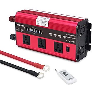 LVYUAN Pure Sine Wave Inverter 1600 Watts Inverter 12V to 110V DC to AC  with Remote Controller, LCD Display 4 AC Sockets and 4 USB Ports Green