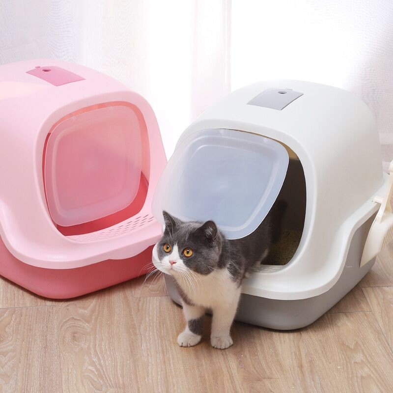 FULLY ENCLOSED CAT LITTER BOX C/W SCOOP [READY STOCK] | Shopee Malaysia