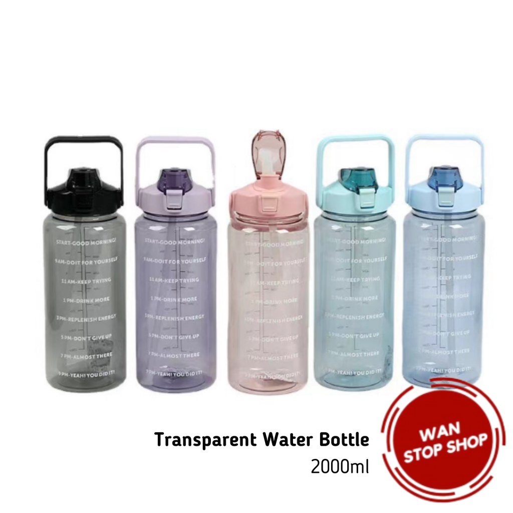 Transparent Colour Water Bottle 2000ML Large Capacity Outdoor Sports ...