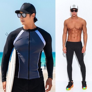 SAILBEE Men's UV Protect Surfing Rash Guard Long Sleeve Swimsuit