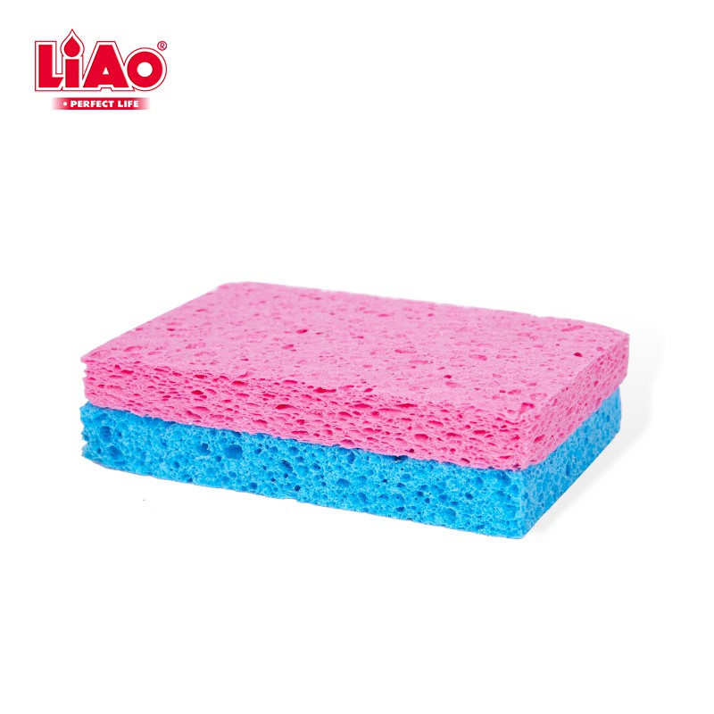 LiAo Cellulose Sponge Pad 2pcs (9x14x1.9cm) G130065 Kitchen Sponge