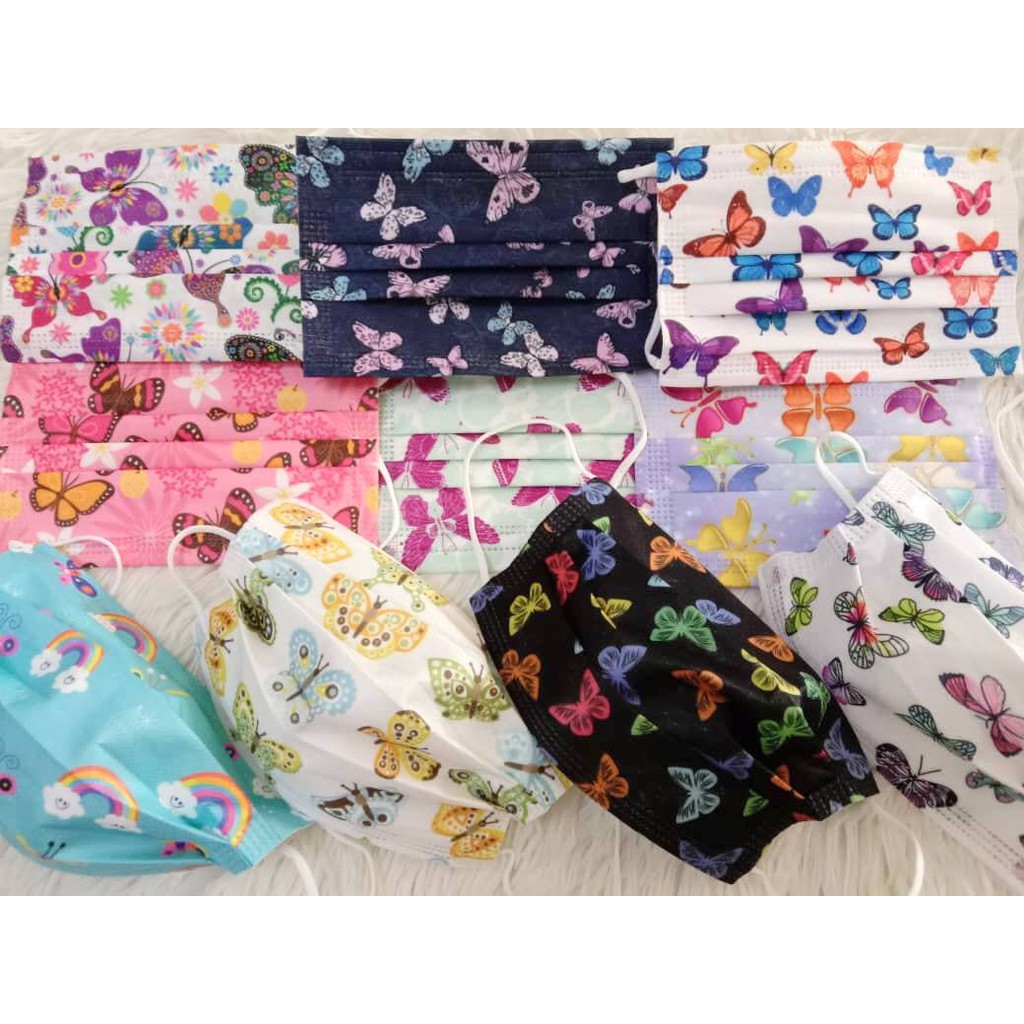 Rama-Rama 10 Dalam 1 Corak Anika Warna Facemask Earloop Budak Pakai ...