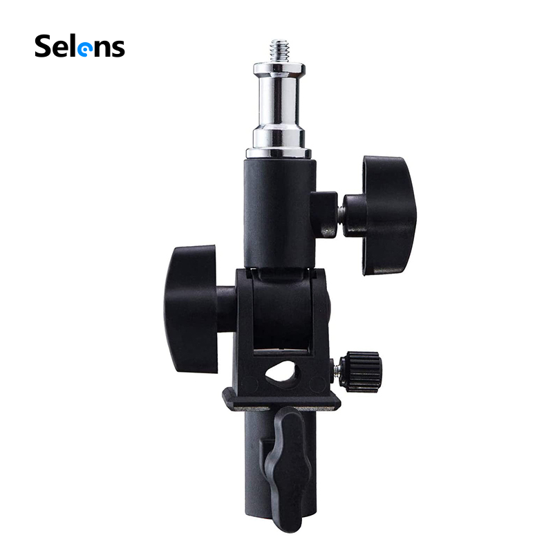 Selens UShape Flash Umbrella Bracket Swivel Holder Adapter 180° Adjustable 1/4" 3/8" for Flash