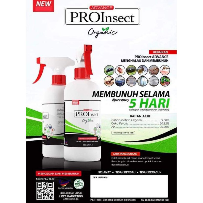 PRO-INSECT ADVANCE ( ORGANIC SPRAY ) | Shopee Malaysia