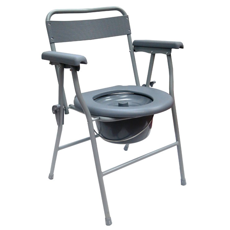 HMS FOLDABLE COMMODE CHAIR WITH BACK REST (GREY) HMS899