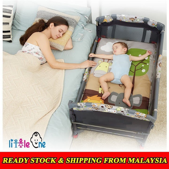 💥 💥Little One Sleep By Side Portable Playpen Baby Cot Sliding Door Playpen💥 Shopee Malaysia