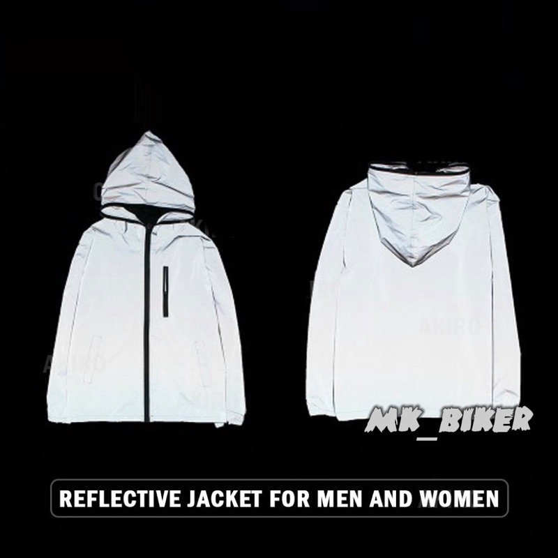 Rider Reflective Jacket Waterproof Windbreaker Hooded Pantulan Cahaya
