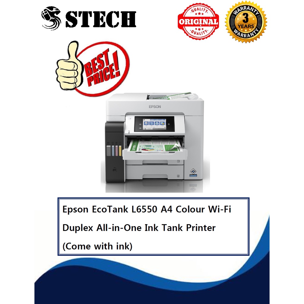[Original & New] Epson EcoTank L6550 A4 Colour WiFi Duplex AllinOne
