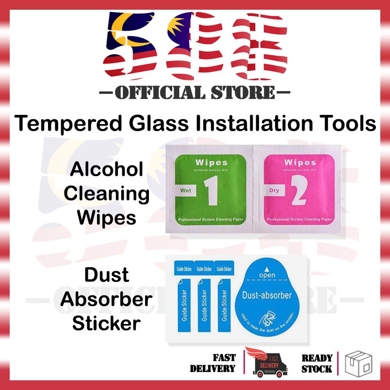 (2 +1) Wet and Dry Wipes + Dust Absorber Sticker Tempered Glass Screen