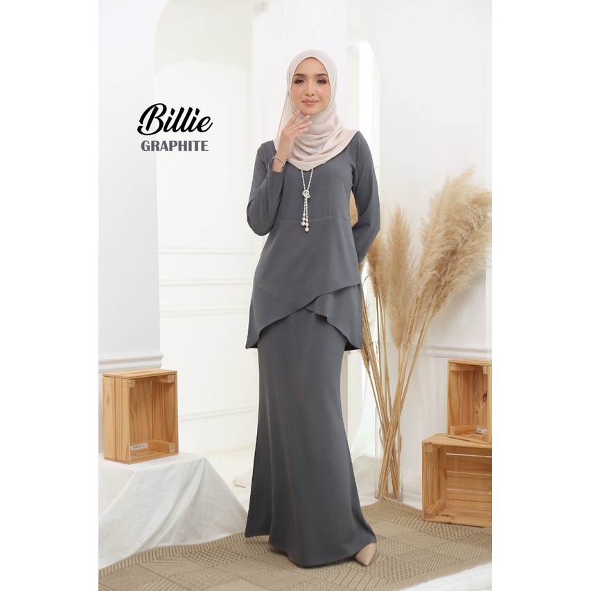 Baju Kurung Moden Billie Plain Baju Raya 2023 Ironless Adel Premium ...