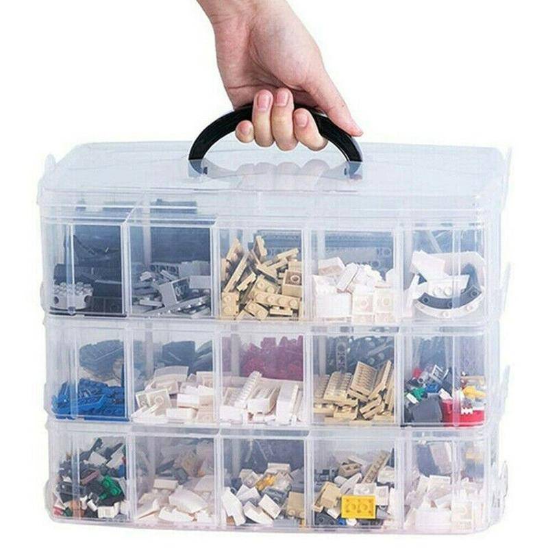 Removable 3-layer 18/30 slots Storage Box Stackable Craft blocks Toy ...