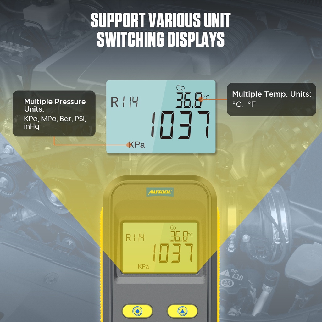 AUTOOL LM110 Car Air Conditioner Digital Manifold Gauge Gas Aircond ...