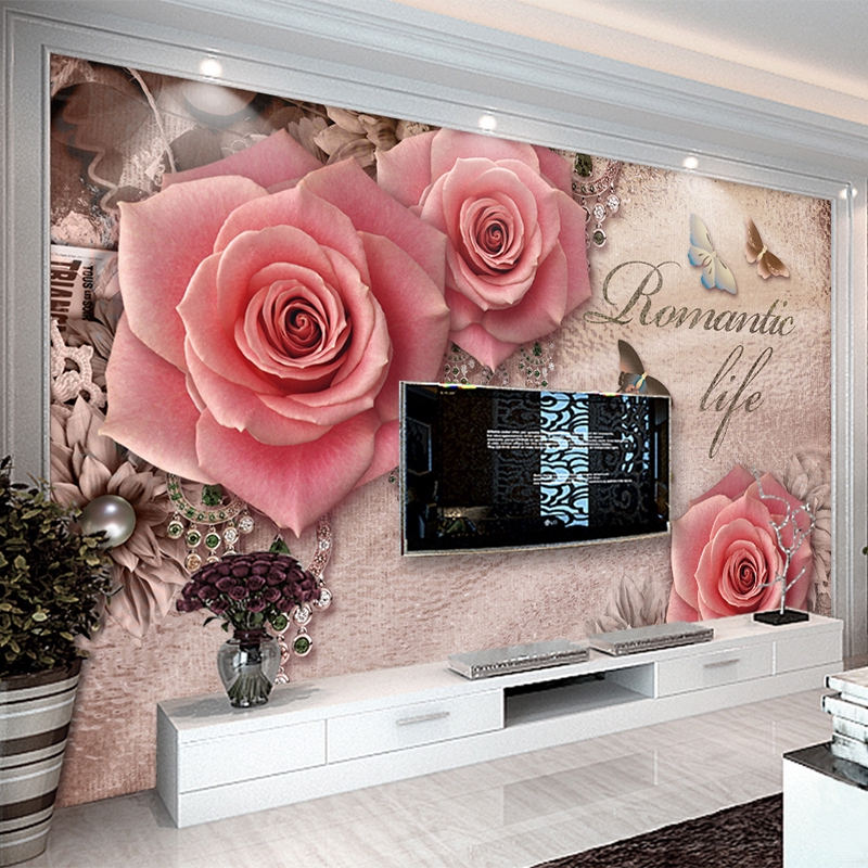 Romantic Rose Flowers 3d wallpaper Wedding House Living Room TV Sofa ...