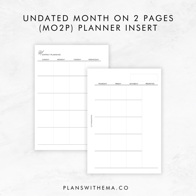 Undated Month on 2 Pages (MO2P) Monthly Planner Insert | Shopee Malaysia