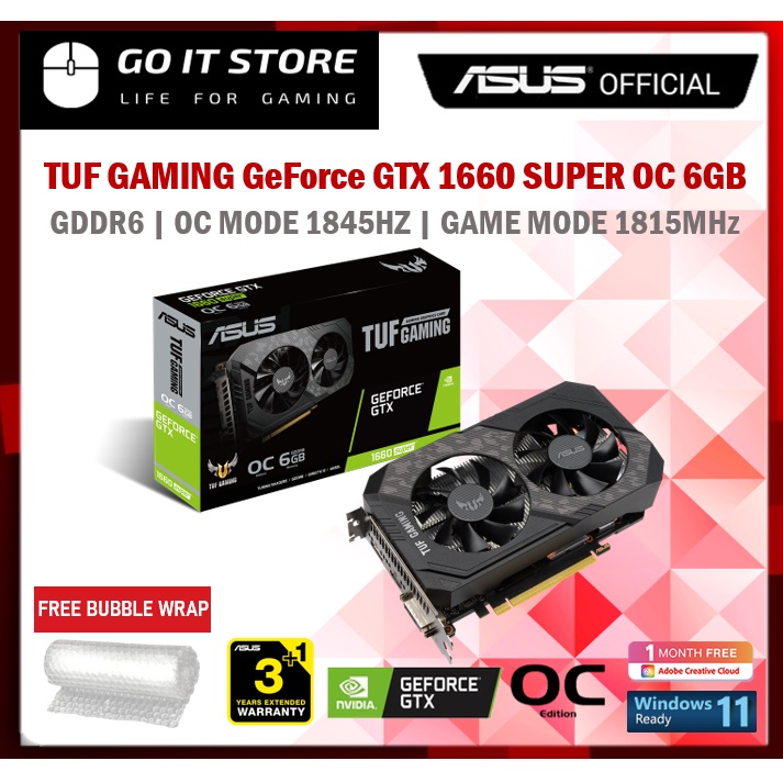 ASUS TUF Gaming Geforce GTX 1660 Super OC Edition 6GB GDDR6 Graphic ...