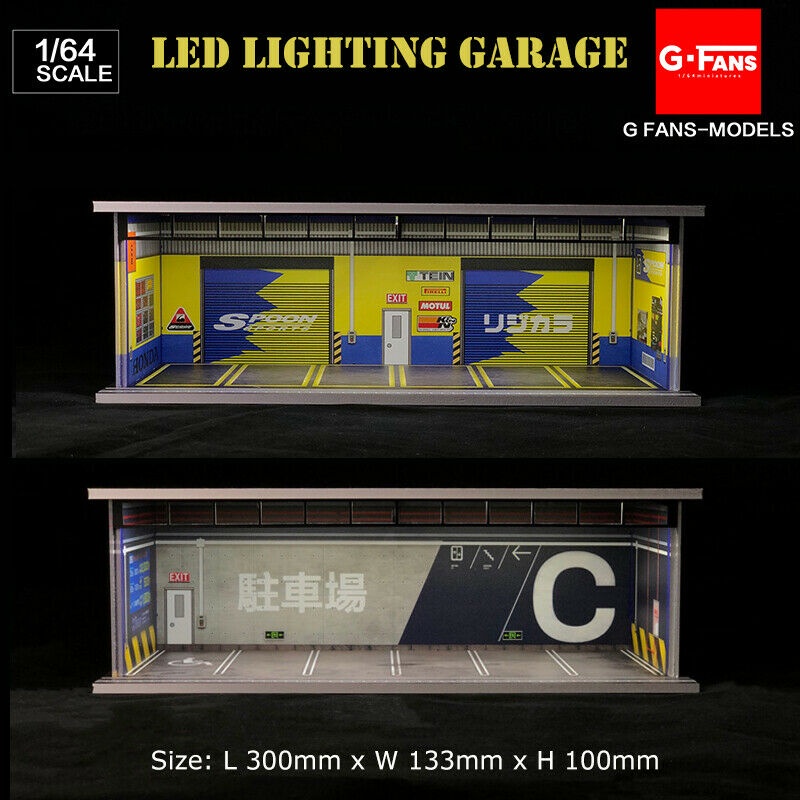 Diorama 1/64 Car Garage Model City Backdrop Car Parking Lot LED Lighting  Scenery Model Toy