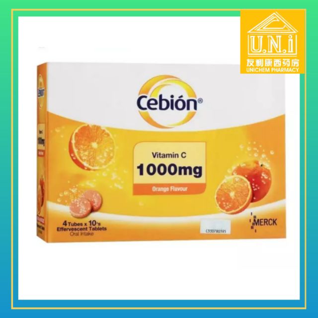 READY STOCK Cebion Vitamin C 1000mg Effervescent Tablets Orange