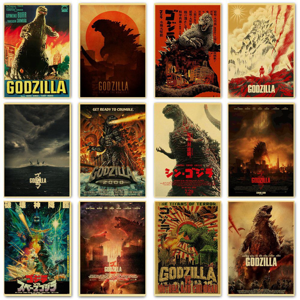 Movie Godzilla retro poster used to decorate the bar bedroom coffee ...